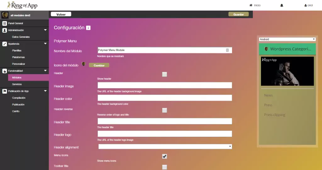 KoA - Configurazione icona generatore